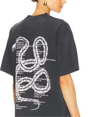 Anine Bing Kent Tee Twisted Snake in Washed Charcoal NWT size Medium